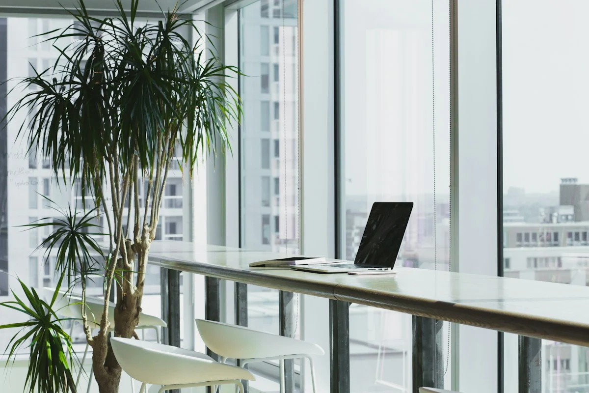 Demo stock photograph of a creative workspace